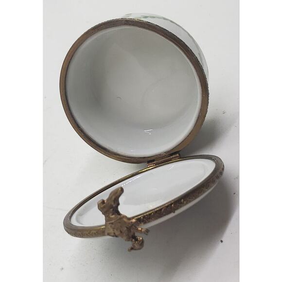 Vintage Limoges Porcelain Trinket Jewelry Box Snowman Holly Christmas Hand Paint - Picture 12 of 14